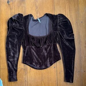Free people velvet puffy sleeve shirt small